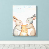 Kwekerij muurkunst - Canvas - Konijn Familie (Insitu (Houten vloer))