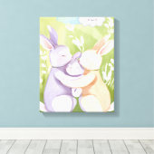Kwekerij muurkunst - Canvas - Konijn Familie 2 (Insitu (Houten vloer))
