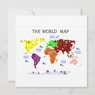 Kwekerij muurkunst, Wereldkaart print, grafiek Notitiekaartje