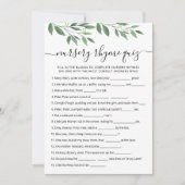 Kwekerij Rhyme Quiz Baby shower spel Kaart (Voorkant)