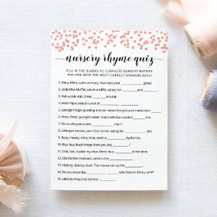 Kwekerij Rhyme Quiz Baby shower spel Kaart