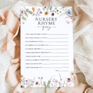 Kwekerij Rhyme Quiz Wildflower Baby shower Spel