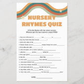 Kwekerij Rhymes Quiz Retro Groovy Baby shower Flyer (Voorkant)