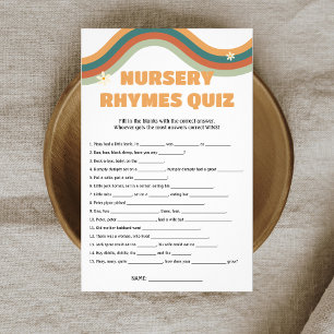 Kwekerij Rhymes Quiz Retro Groovy Baby shower Flyer