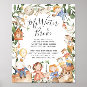 Kwekerij rijmt Baby shower Mijn Water Broke teken Poster