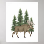 Kwekerij Woodland Dier Moose Wall Art Decor Poster (Voorkant)