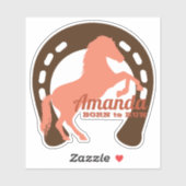 Kwekerspaard silhouet hoefijzer gepersonaliseerd sticker (Vel)