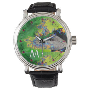 KWESTIES, GROENE FRACTALE VROUWENMONOGRAM HORLOGE
