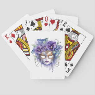 KWETSBARE BLOEMENMARDI GRAS MASKER POKERKAARTEN