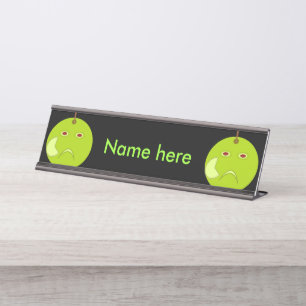 Kwieke Apple met Scar Halloween Custom Desk Sign Bureau Naambordje