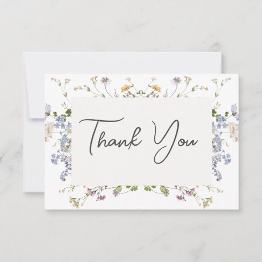 Kwijlige Boho Wilde Bloemen Witte Bruiloft Bedankkaart (Voorkant)