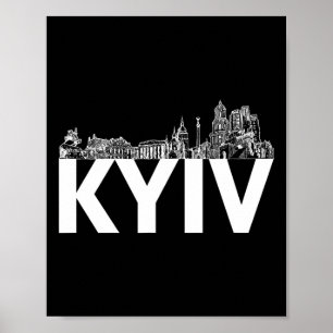Kyiv Oekraine Europa Stads Silhouet Omtrek Poster