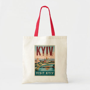Kyiv Oekraïne Silhouette Illustratie Reis Kunst Re Tote Bag