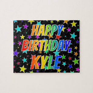 "KYLE" Voornaam, geun "HAPPY BIRTHDAY" Legpuzzel
