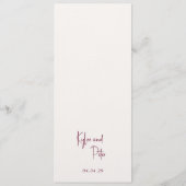 Kylee Bourgogne Traditionele Elegante Bruiloft Menu (Achterkant)