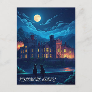 Kylemore Abbey Ierland katten bij nacht Briefkaart
