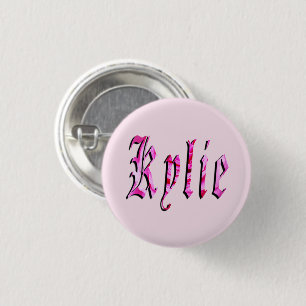 "Kylie" Bloem Roze Kylie Naam, Ronde Button 3,2 Cm