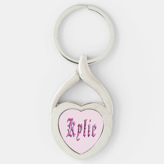 "Kylie" Bloem Roze Kylie Naam, Sleutelhanger (Voorkant)