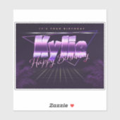 Kylie Nom Prénom lila rétro Autocollant Anniversai (Feuille)