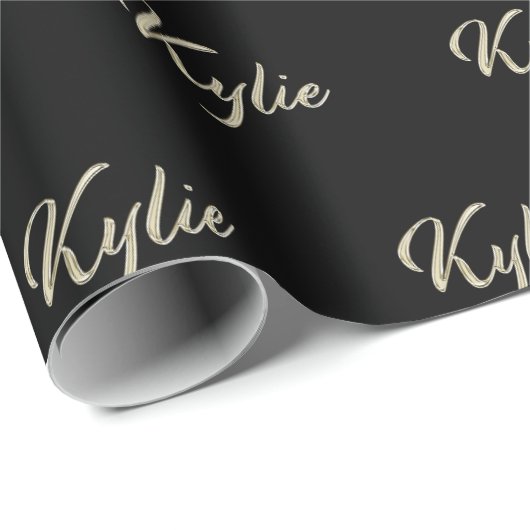 Kylie papier cadeau écriture blanc or (Coin rond)