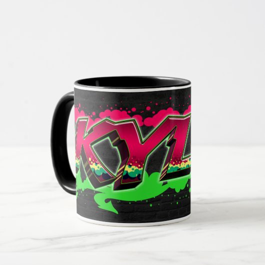 Kylie Prénom Graffiti red Tasse verte (Devant gauche)