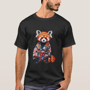 Kymono Kat Beer in Origami Stille Haori Rode Panda T-shirt