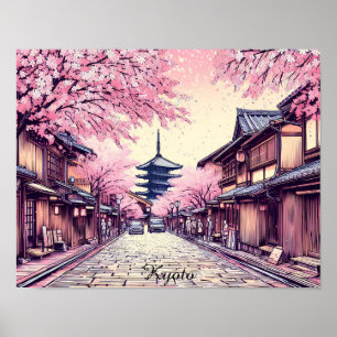 Kyoji Japan Kersenbloesem Landschap Poster