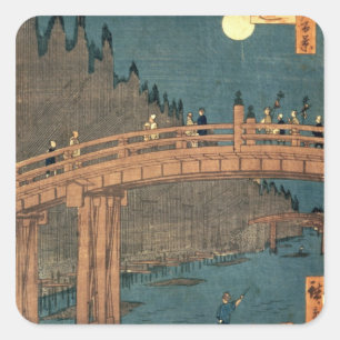 Kyoto-brug door moonlight vierkante sticker