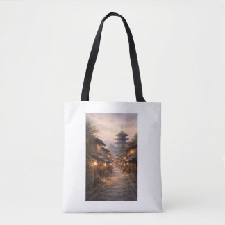 Kyoto Dusk Tote – Japanese Watercolor Zen Street Draagtas