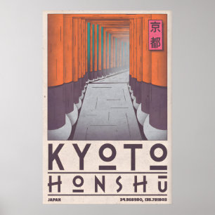 Kyoto Honshu Muurkunst Gestileerde Heilige Poorten Poster