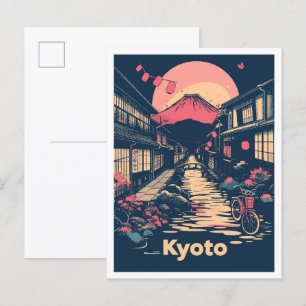 Kyoto Japan Art Vintage Travel Illustratie Briefkaart