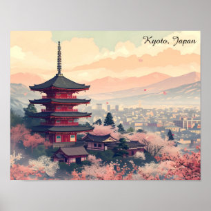 Kyoto Japan Kersenbloesem Tempel Kunst – Sapura Poster