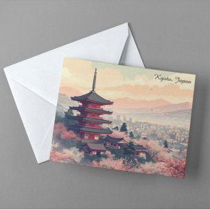 Kyoto Japan Kersenbloesemtempel Kunst – Sapura Briefkaart