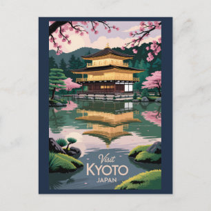 Kyoto Japan Kinkaku-ji Illustratie Reis Kunst Vin Briefkaart