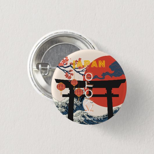 Kyoto Japan Reiskunst, Retro Reiskunst Ronde Button 3,2 Cm (Voorkant /achterkant)