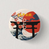 Kyoto Japan Reiskunst, Retro Reiskunst Ronde Button 3,2 Cm (Voorkant)