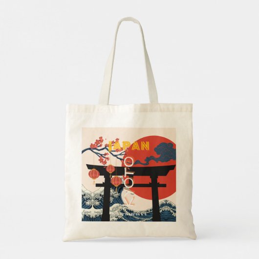 Kyoto Japan Reiskunst, Retro Reiskunst Tote Bag (Achterkant)