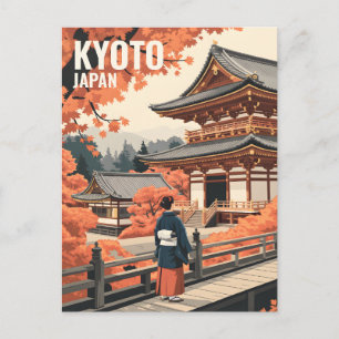 Kyoto Japan Reizen Herfst Tempel Retro Personalise Briefkaart