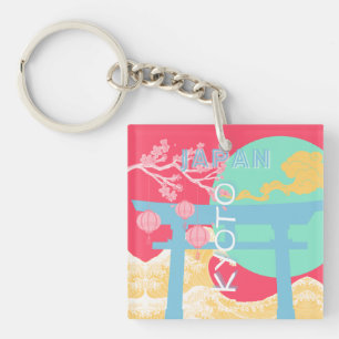 Kyoto Japan Retro Travel Art Sleutelhanger