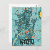 Kyoto Japan Stadsplattegrond Blauwgroen Briefkaart (Voorkant / Achterkant)