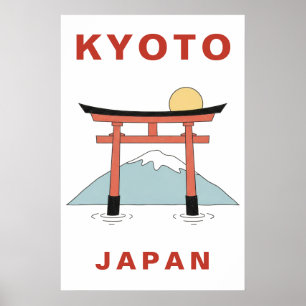Kyoto Japan Torii-poort Kunst Minimalistisch Reize Poster