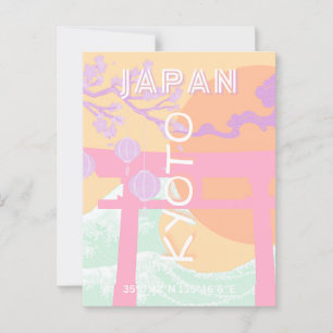 Kyoto Japan Travel Art, Oranje pastelkunst Briefkaart