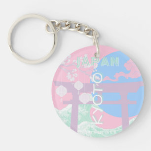 Kyoto Japan Travel Art, Pink Preppy Art Sleutelhanger