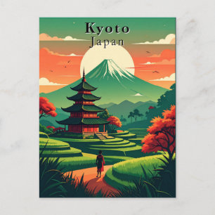Kyoto Japan Vintage Pagode Mount Fuji Landschap Briefkaart