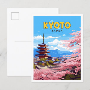 Kyoto Japan vintage reisillustratie Briefkaart