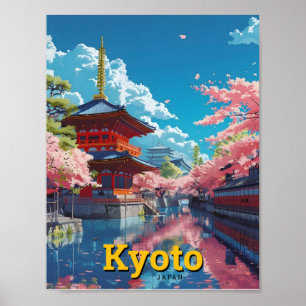 Kyoto Japan Vintage Travel Poster