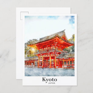 Kyoto Japan Waterverf Sketch Hand getekend Briefkaart