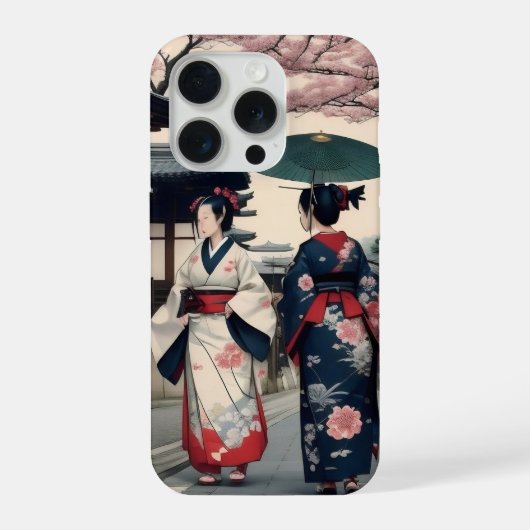 Kyoto Kimono Spring Walk iPhone Case (Verso)
