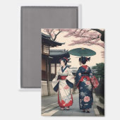 Kyoto Kimono Spring Walk Magnet (Recto/Verso)