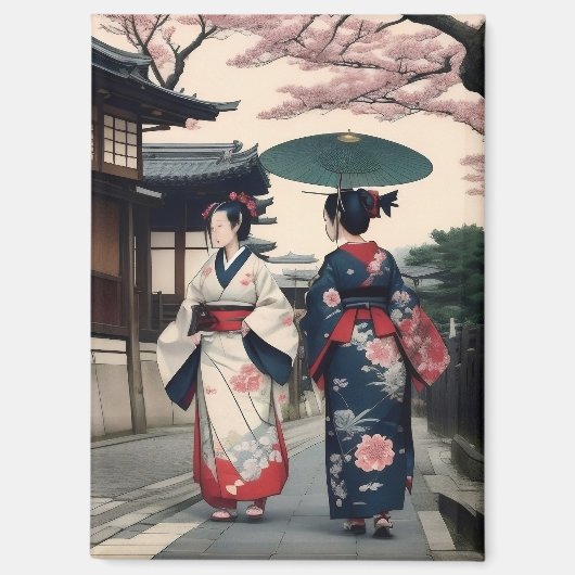 Kyoto Kimono Spring Walk Magnet (Recto)